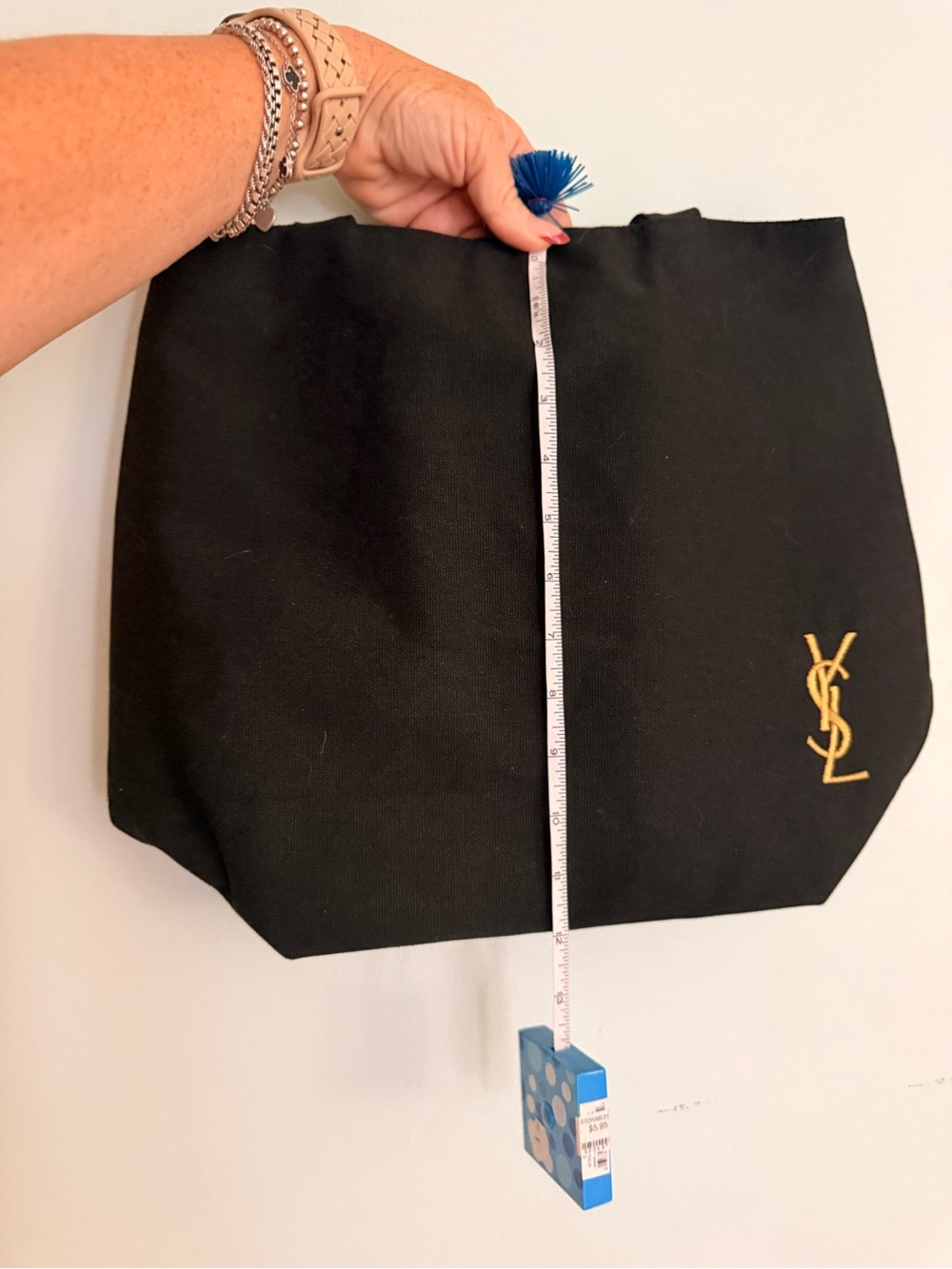 ✨ NEW YSL Yves Saint Laurent Black Canvas Tote Bag with Gold Embroidered Logo ✨
